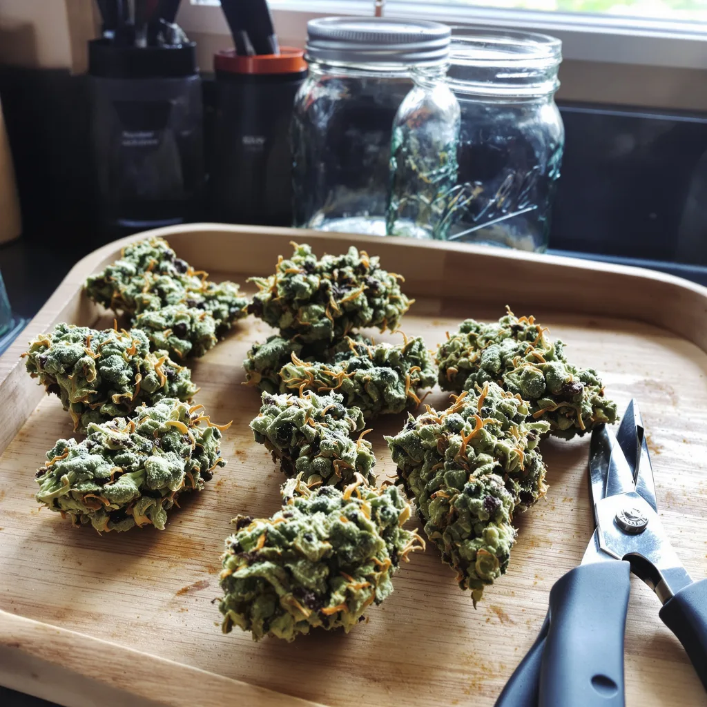 Gorilla Nut 49% indica / 51% sativa — fleur avec trichomes visibles