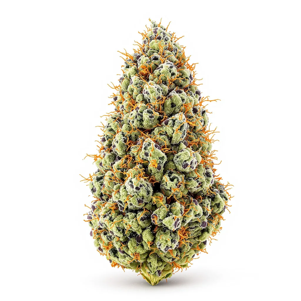 Grandmas Sugar Cookies 58% indica / 42% sativa — fleur avec trichomes visibles