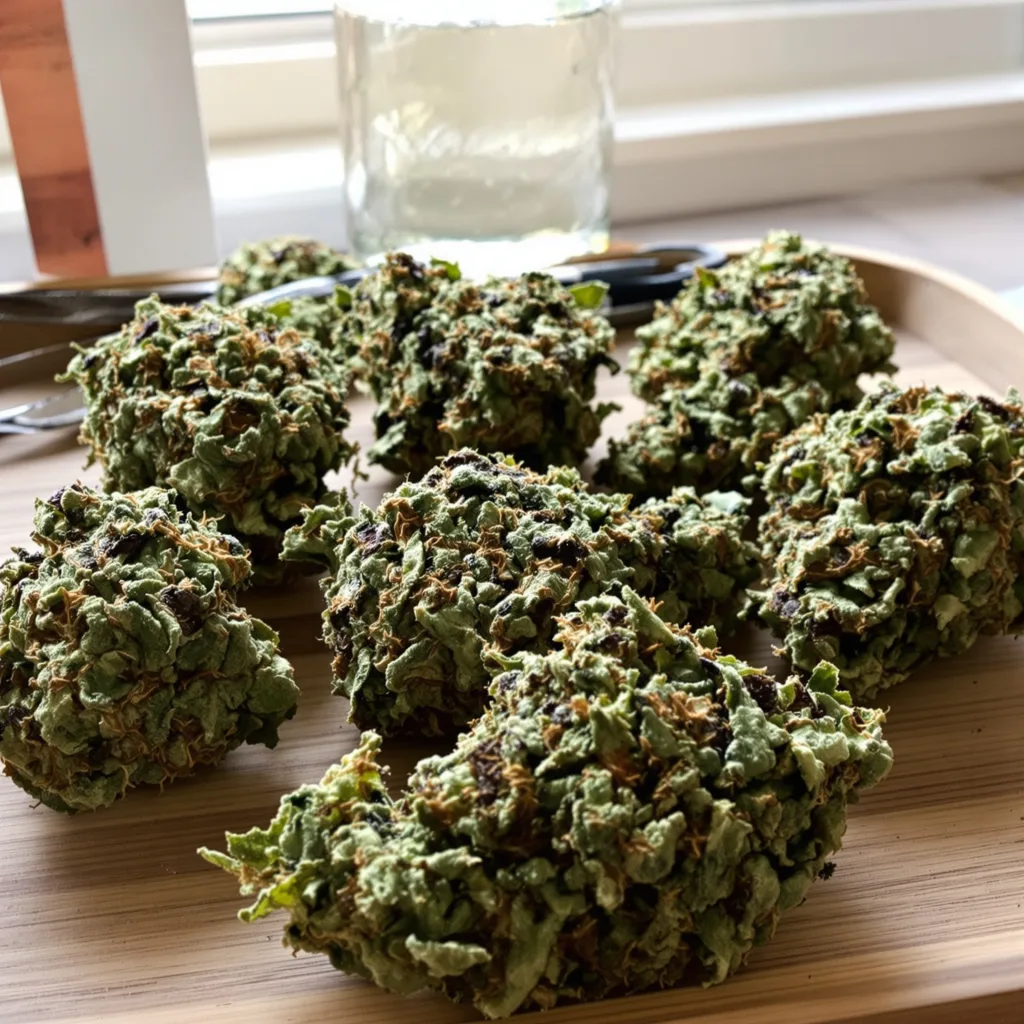 Grape Ape 68% indica / 32% sativa — fleur avec trichomes visibles