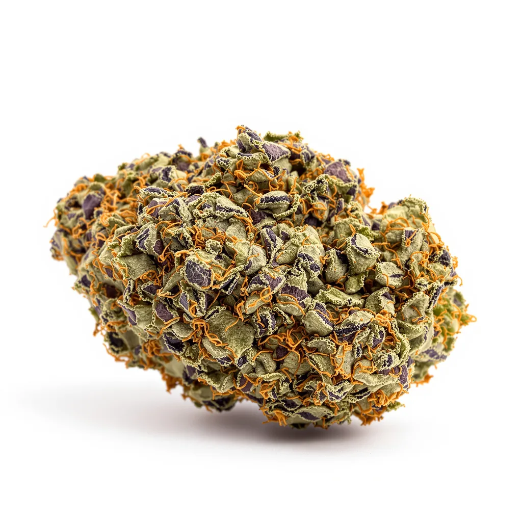 Grape Cookies 71% indica / 29% sativa — fleur avec trichomes visibles