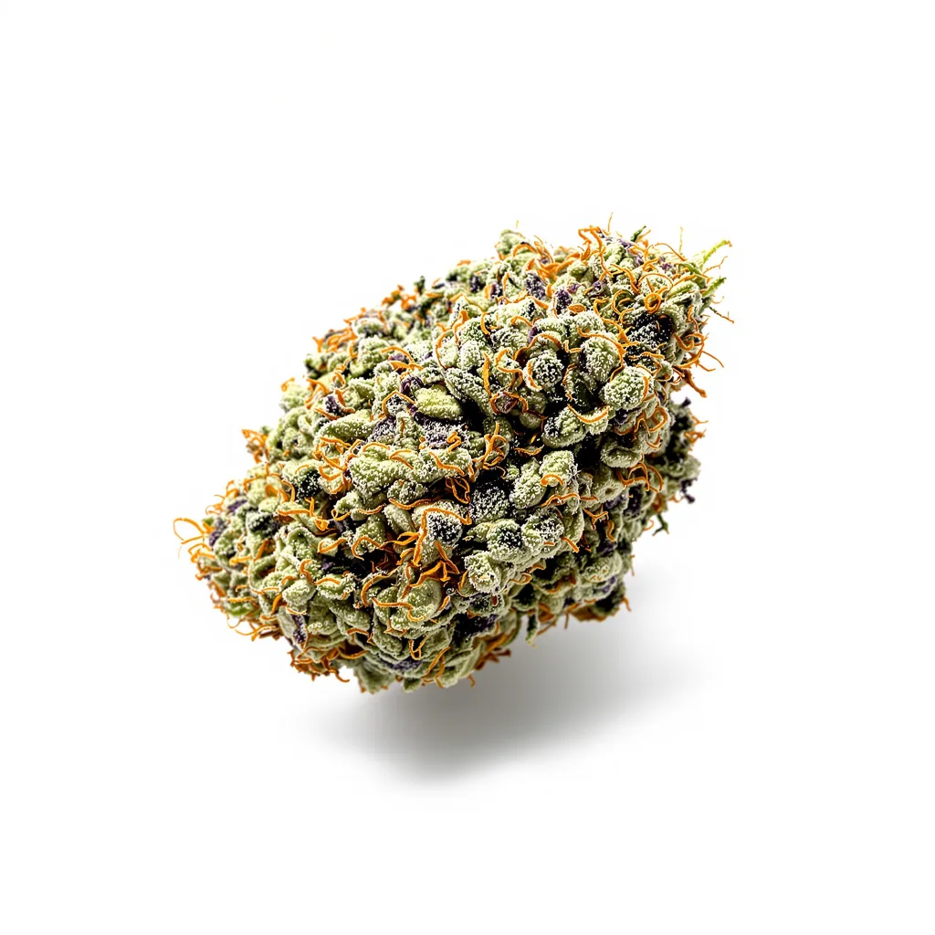 Grape Gas 60% indica / 40% sativa — fleur avec trichomes visibles