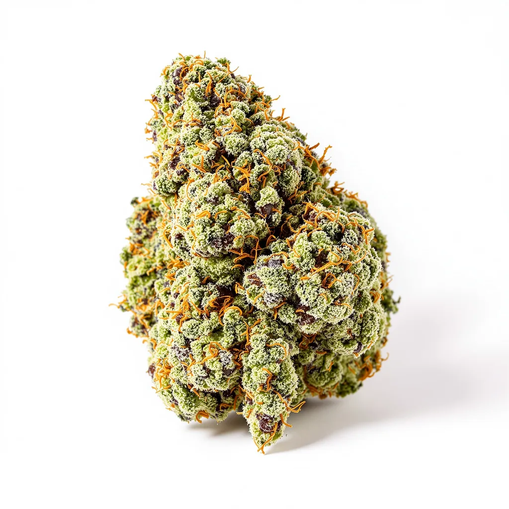 Grape Gelato 57% indica / 43% sativa — fleur avec trichomes visibles