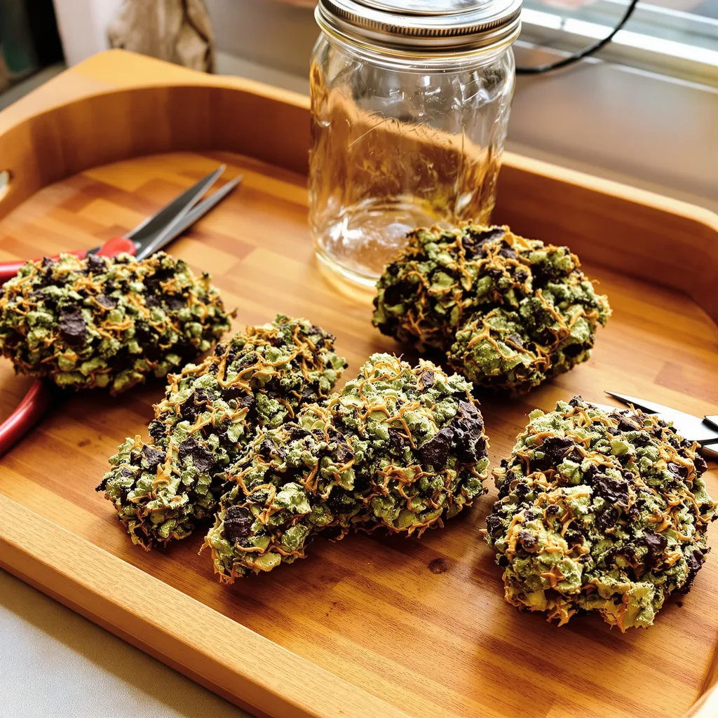 Grape God 70% indica / 30% sativa — fleur avec trichomes visibles