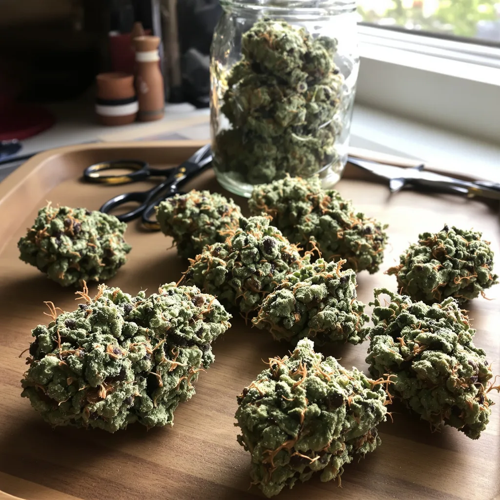 Grape Guava 41% indica / 59% sativa — fleur avec trichomes visibles