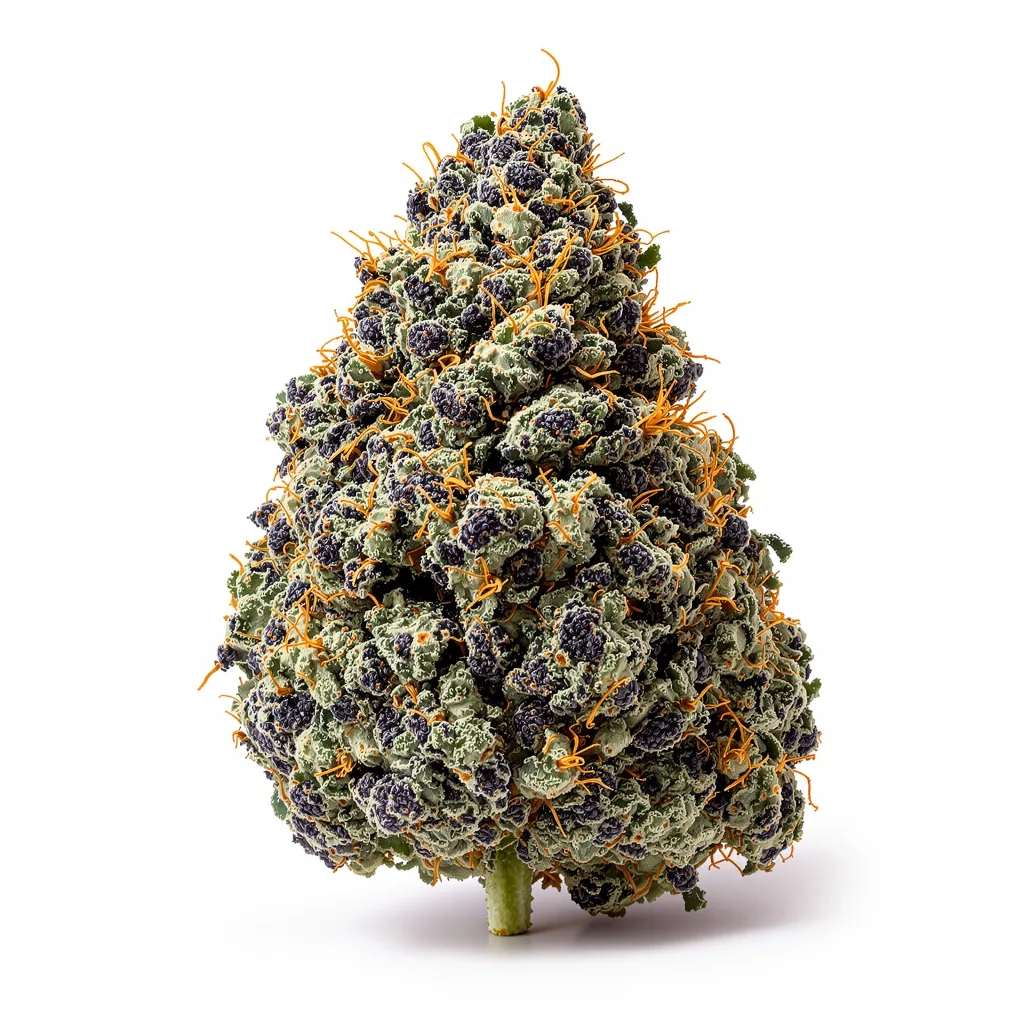 Grape Inferno 79% indica / 21% sativa — fleur avec trichomes visibles