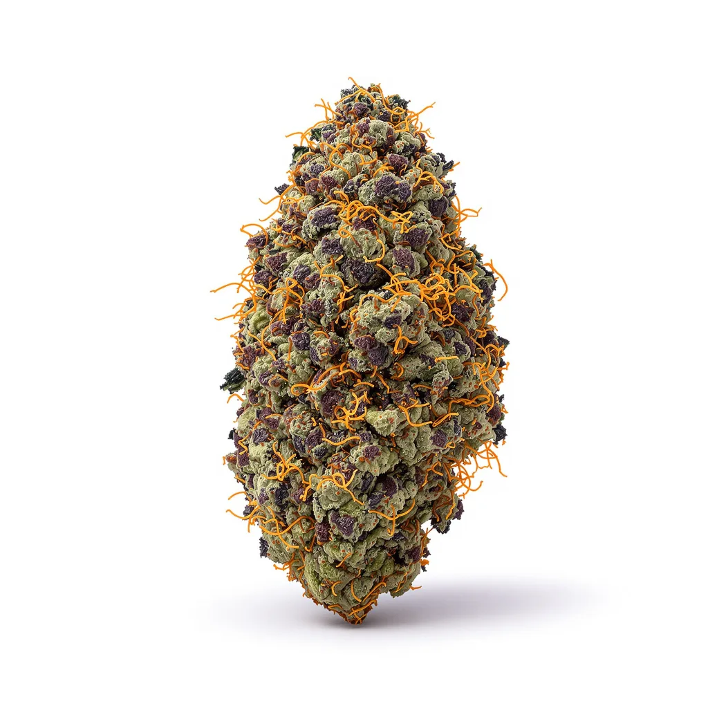 Grape Skunk 88% indica / 12% sativa — fleur avec trichomes visibles