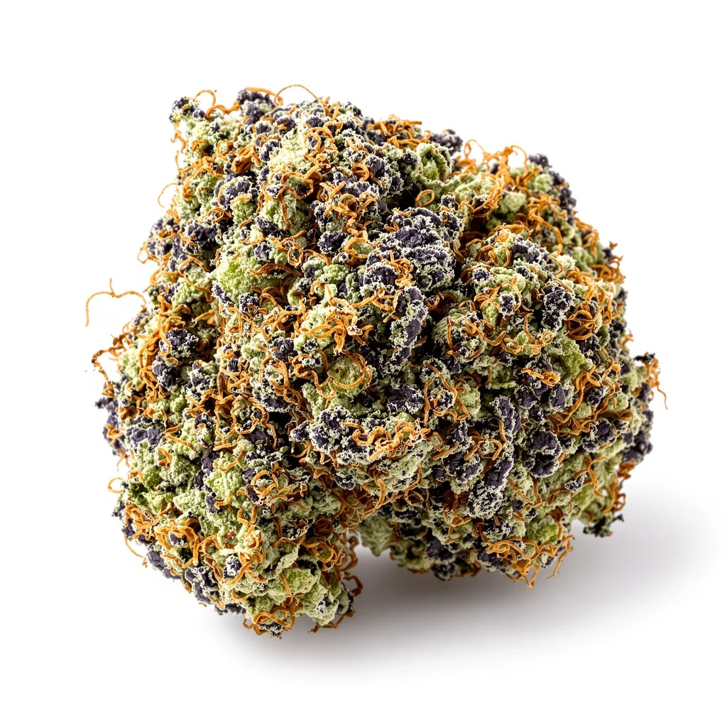 Grape Soda 81% indica / 19% sativa — fleur avec trichomes visibles