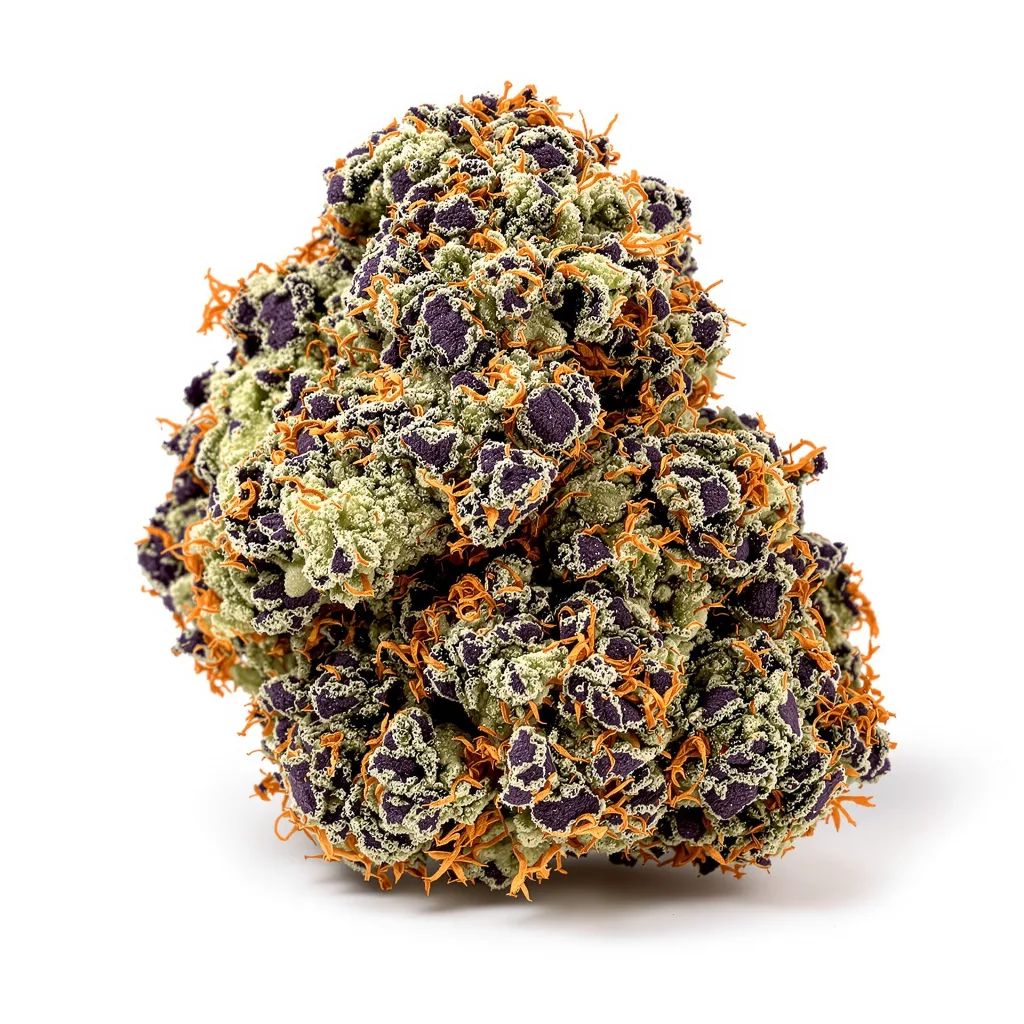 Grape Soda 81% indica / 19% sativa — fleur avec trichomes visibles