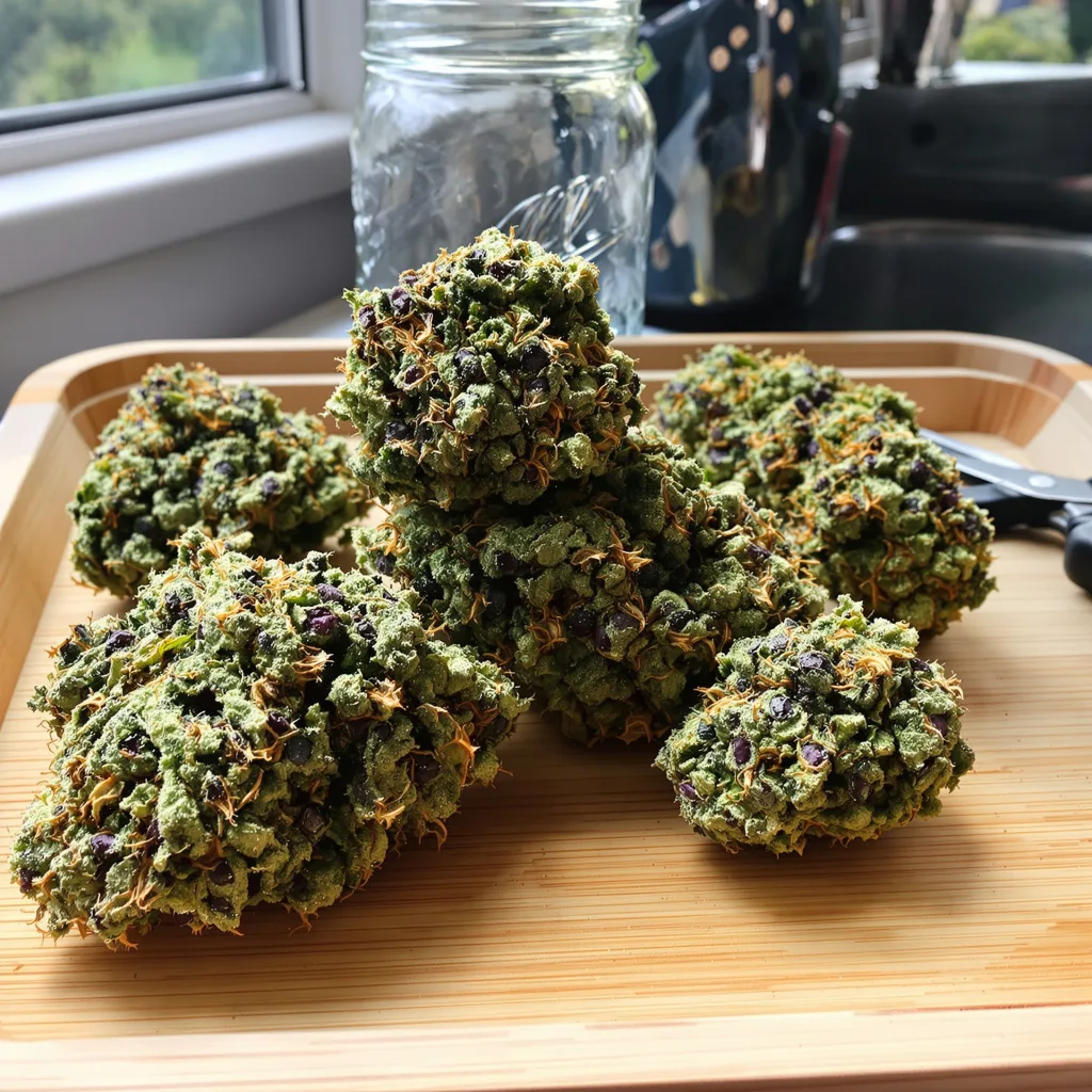 Grapefruit Diesel 60% indica / 40% sativa — fleur avec trichomes visibles