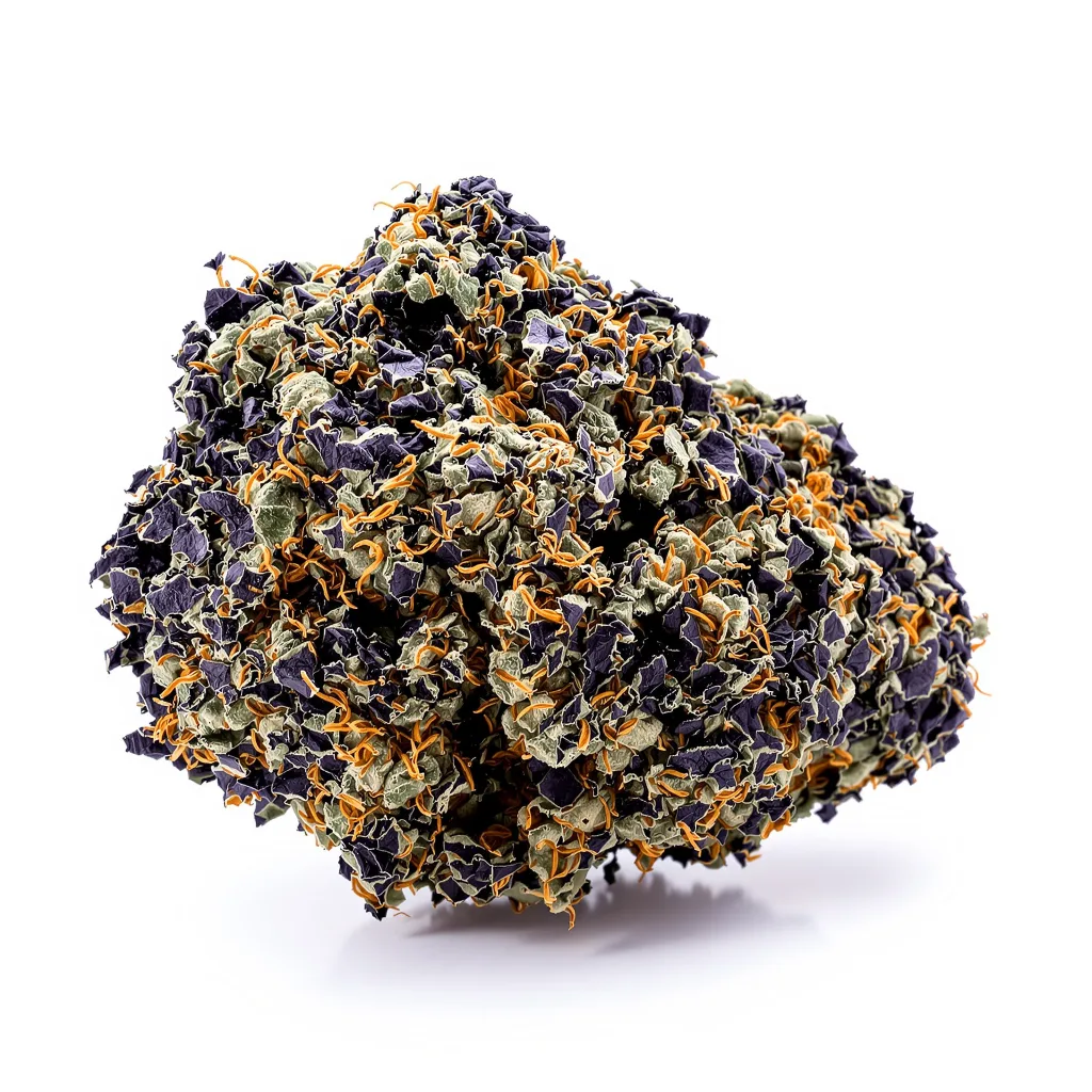 Grapefruit Kush 70% indica / 30% sativa — fleur avec trichomes visibles