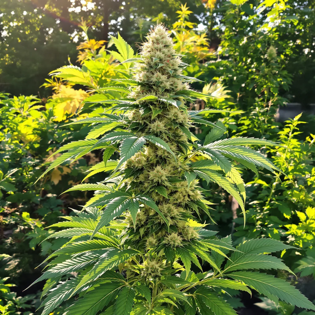 Grease Monkey 48% indica / 52% sativa — fleur avec trichomes visibles