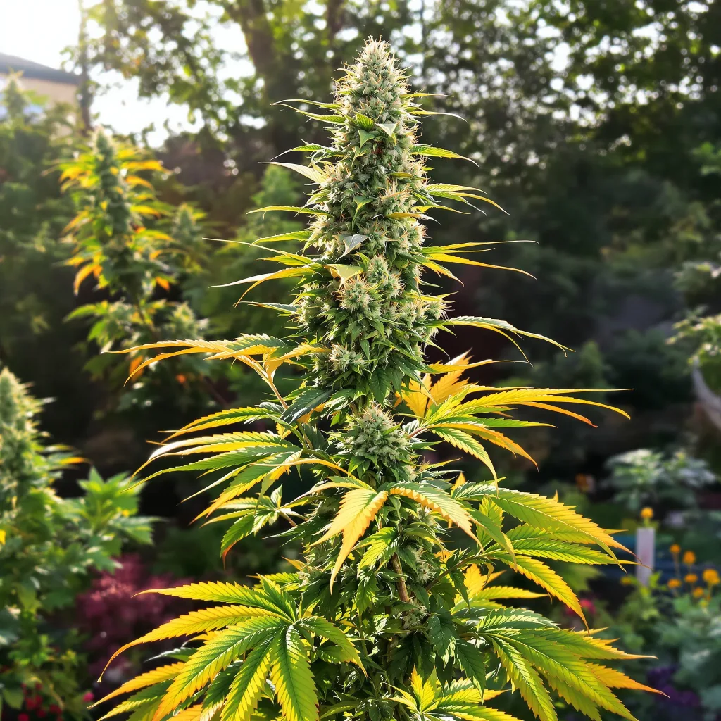 Grease Monkey 48% indica / 52% sativa — fleur avec trichomes visibles