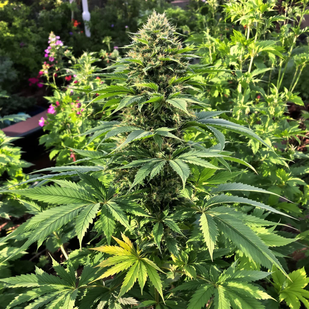 Great White Shark 78% indica / 22% sativa — fleur avec trichomes visibles