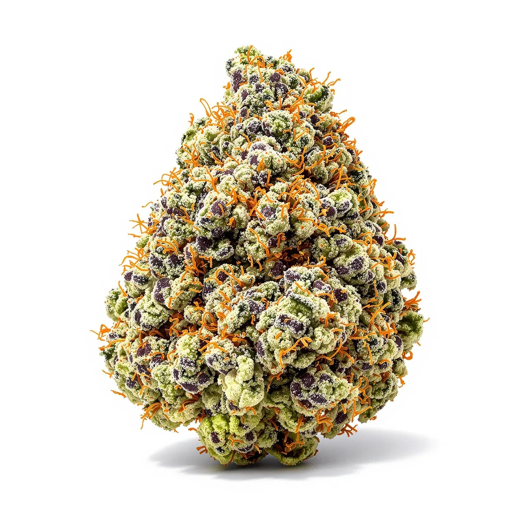 Green Candy 50% indica / 50% sativa — fleur avec trichomes visibles