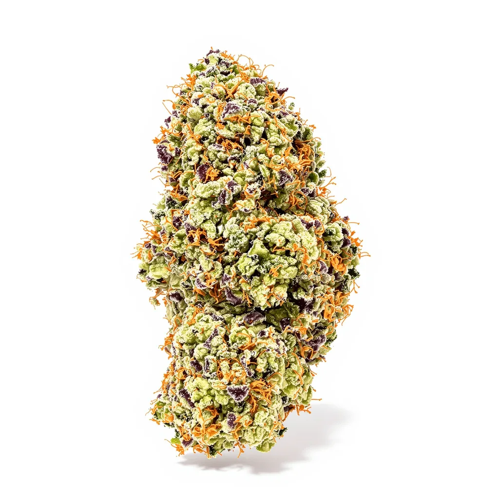 Green Cheese 56% indica / 44% sativa — fleur avec trichomes visibles