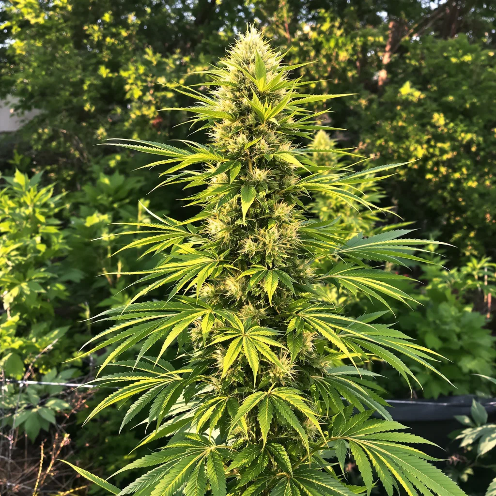 Green Dream 18% indica / 82% sativa — fleur avec trichomes visibles