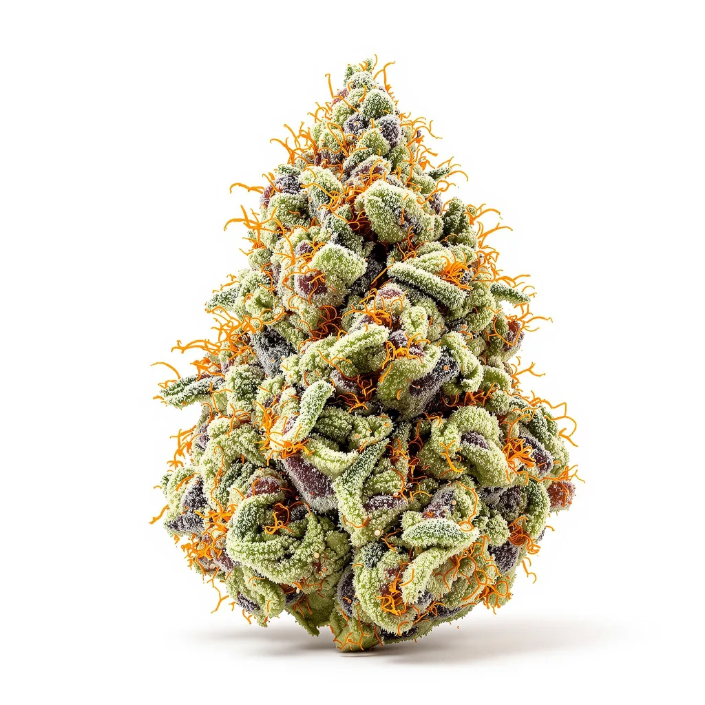 Green Line OG 63% indica / 37% sativa — fleur avec trichomes visibles