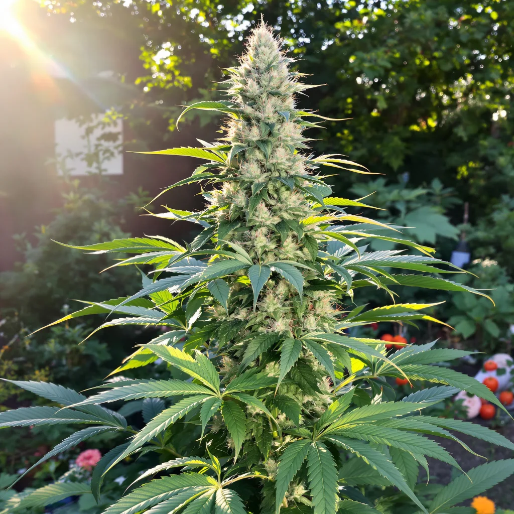 Green Line OG 63% indica / 37% sativa — fleur avec trichomes visibles