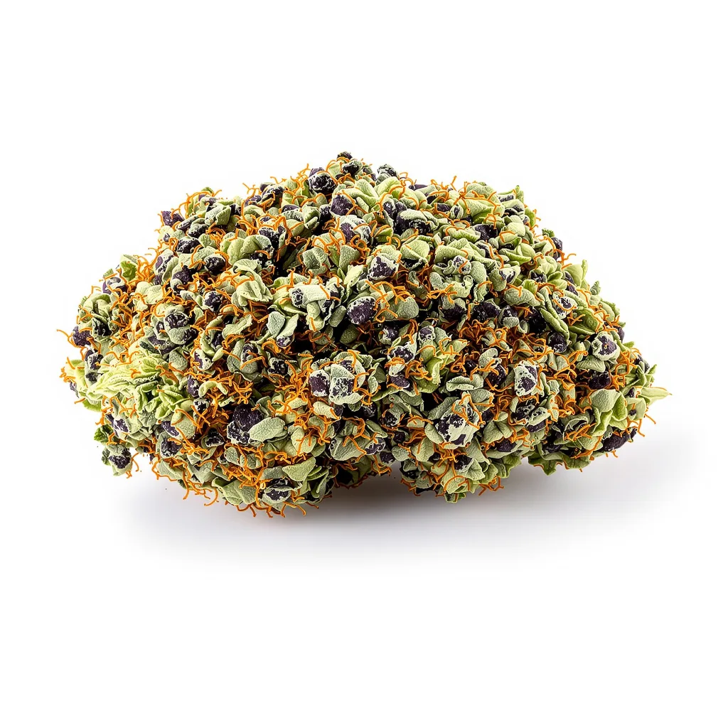 Green Love Potion 76% indica / 24% sativa — fleur avec trichomes visibles