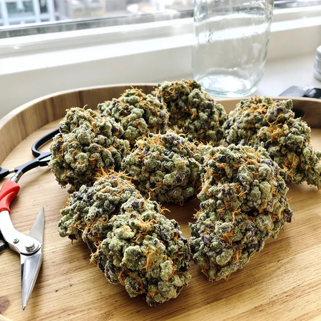 Green Queen 40% indica / 50% sativa — fleur avec trichomes visibles