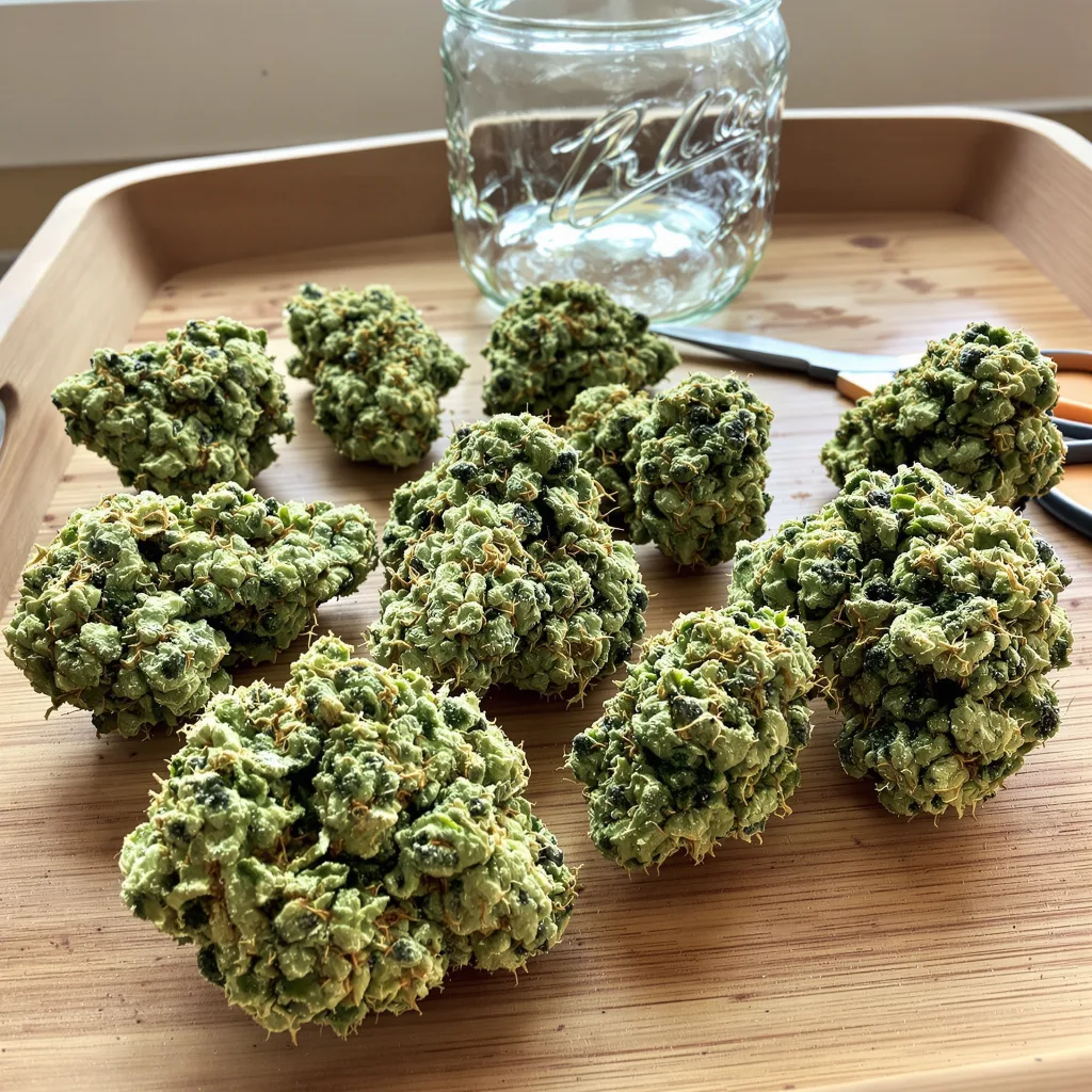 Grilled Cheese 22% indica / 78% sativa — fleur avec trichomes visibles