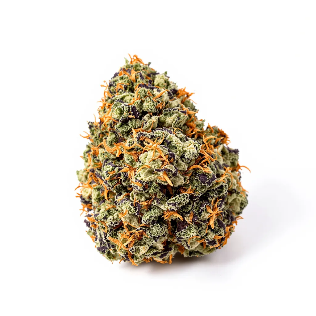 Grimace 79% indica / 21% sativa — fleur avec trichomes visibles