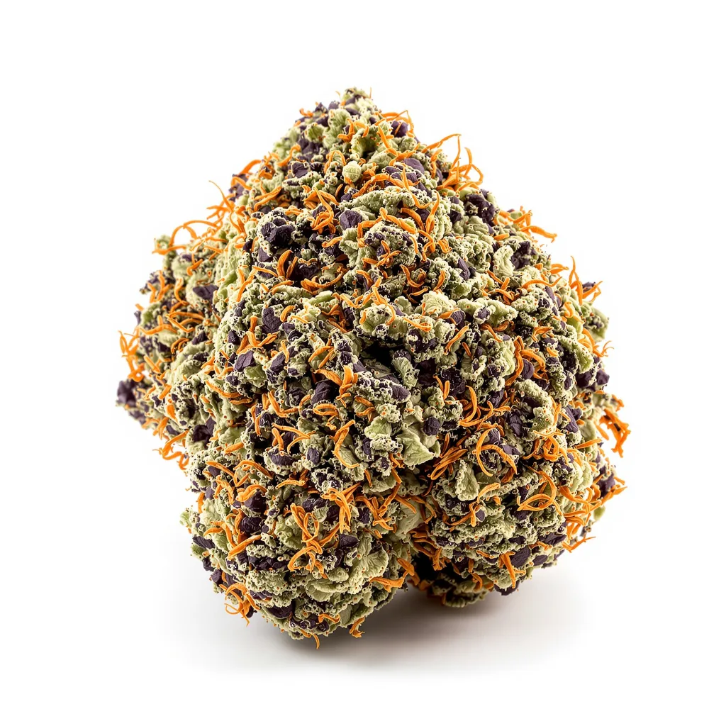 Guard Dawg 88% indica / 12% sativa — fleur avec trichomes visibles