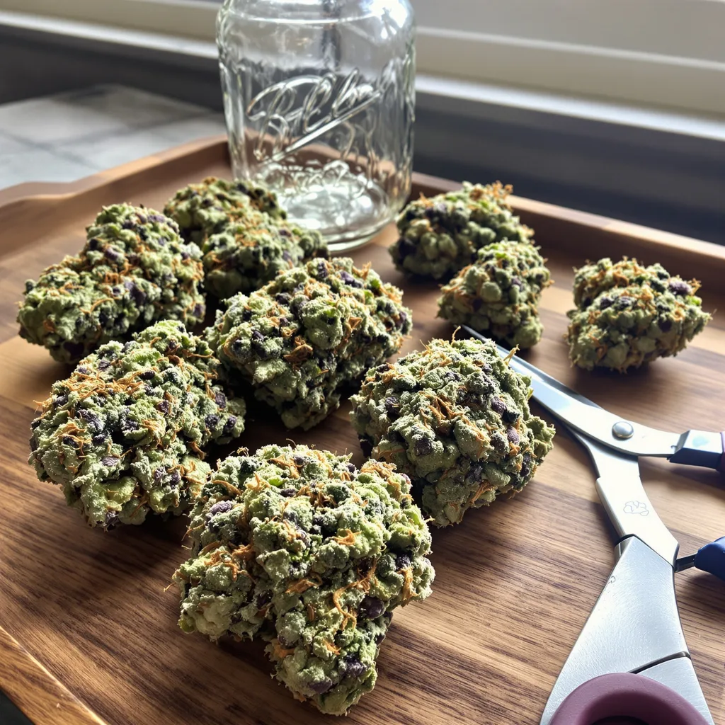 Guido Kush 41% indica / 59% sativa — fleur avec trichomes visibles