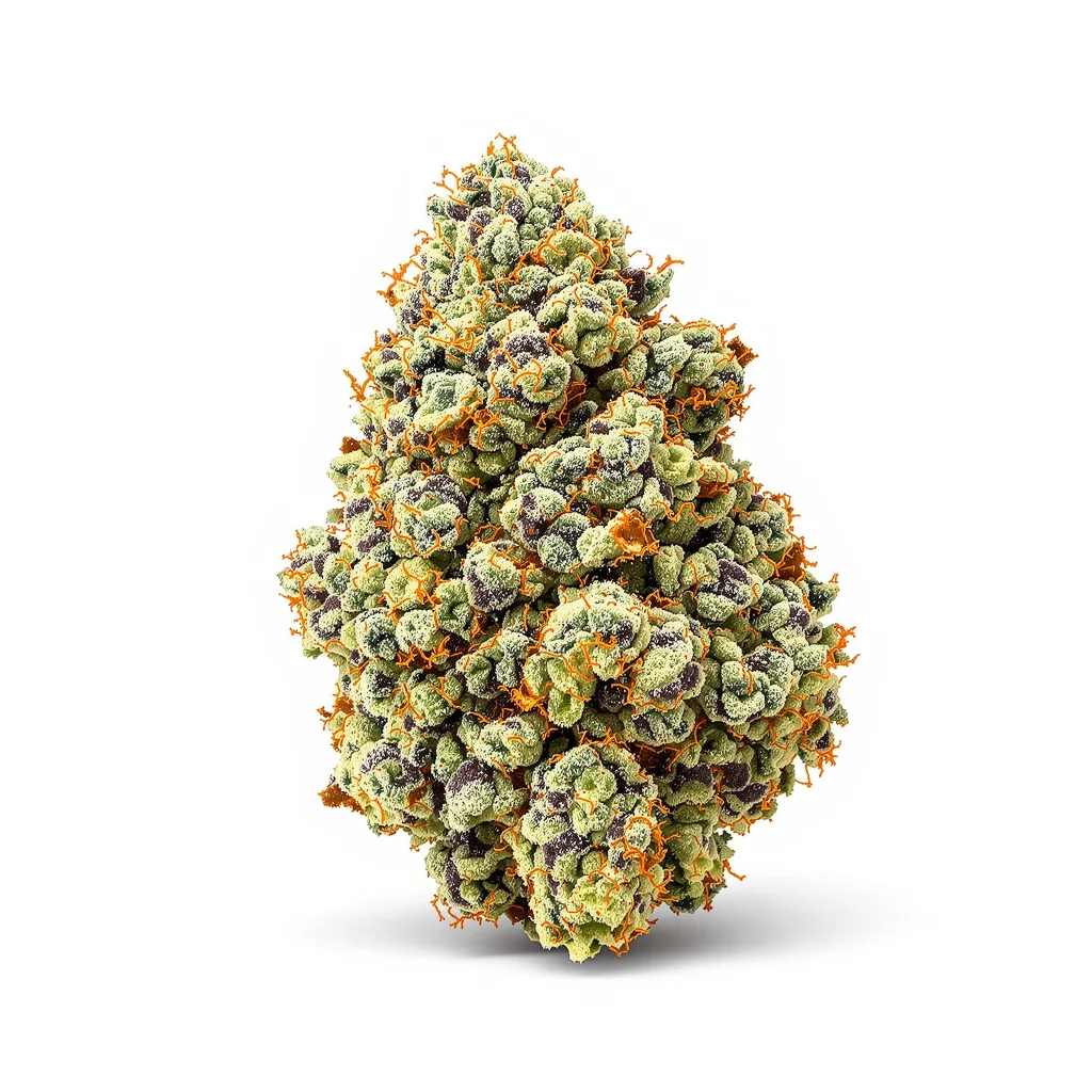 Guido Kush 41% indica / 59% sativa — fleur avec trichomes visibles