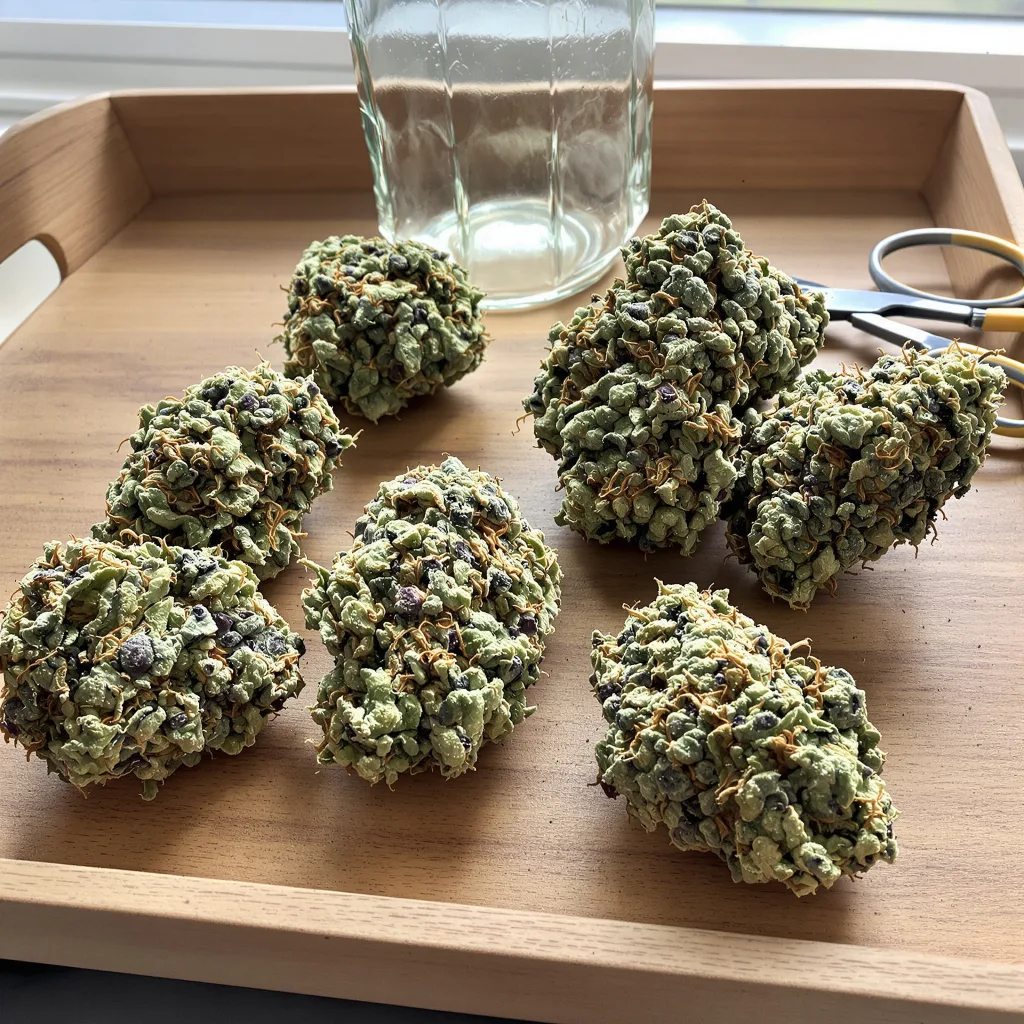 Guido Kush 41% indica / 59% sativa — fleur avec trichomes visibles