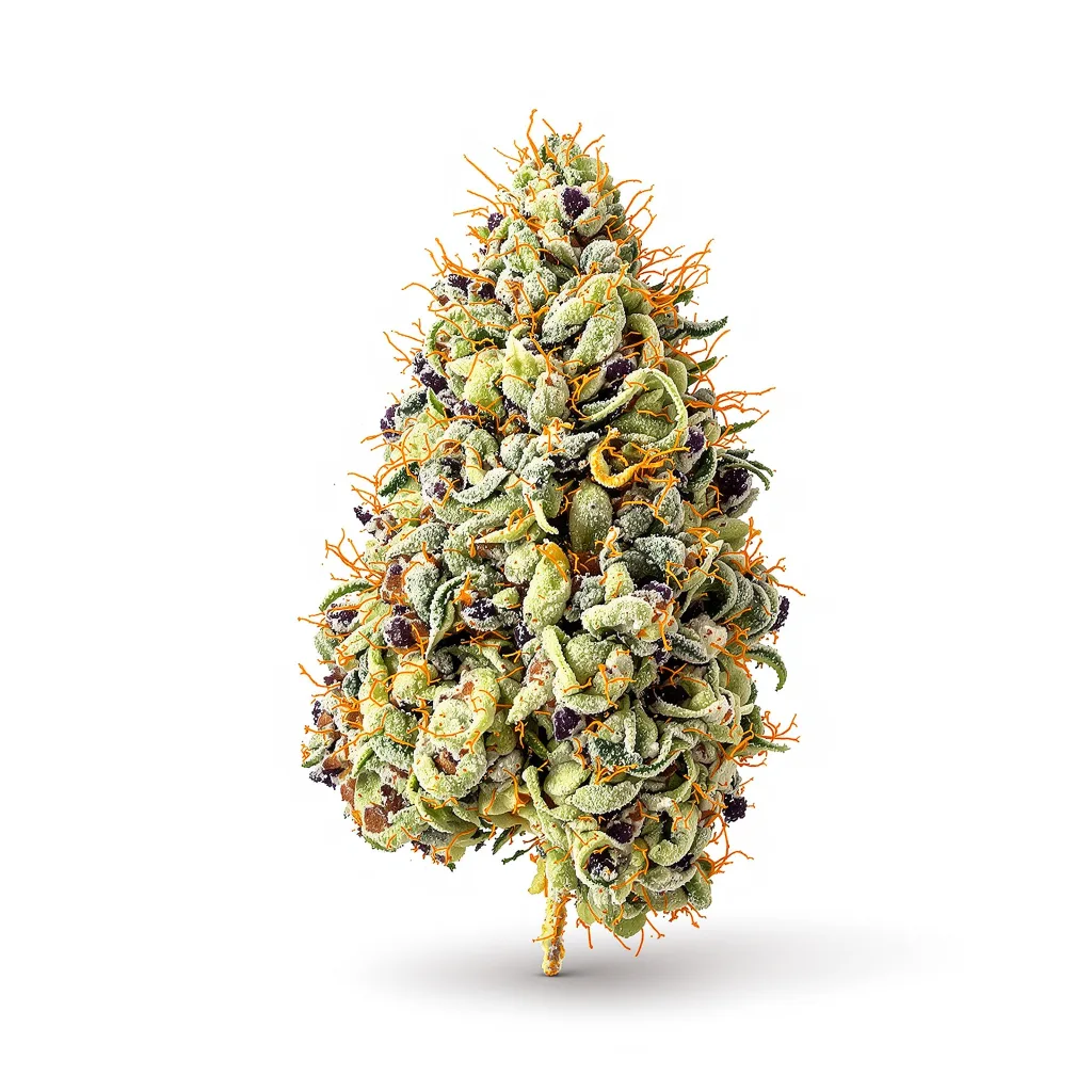 Guido Kush 41% indica / 59% sativa — fleur avec trichomes visibles