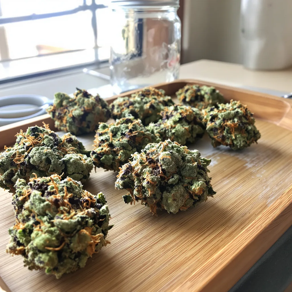 Guptilla 58% indica / 42% sativa — fleur avec trichomes visibles