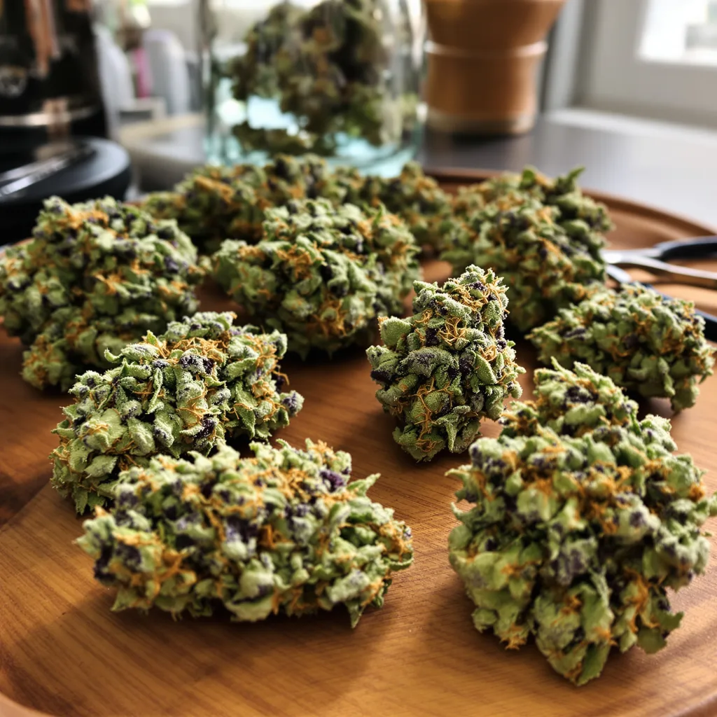 Guptilla 58% indica / 42% sativa — fleur avec trichomes visibles