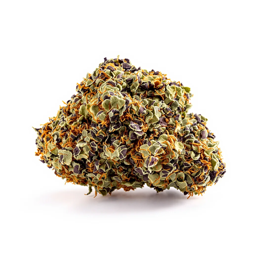 Hashbar OG 65% indica / 35% sativa — fleur avec trichomes visibles