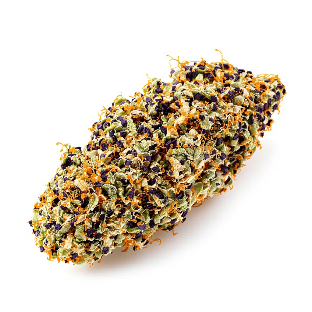 Hashberry 70% indica / 30% sativa — fleur avec trichomes visibles