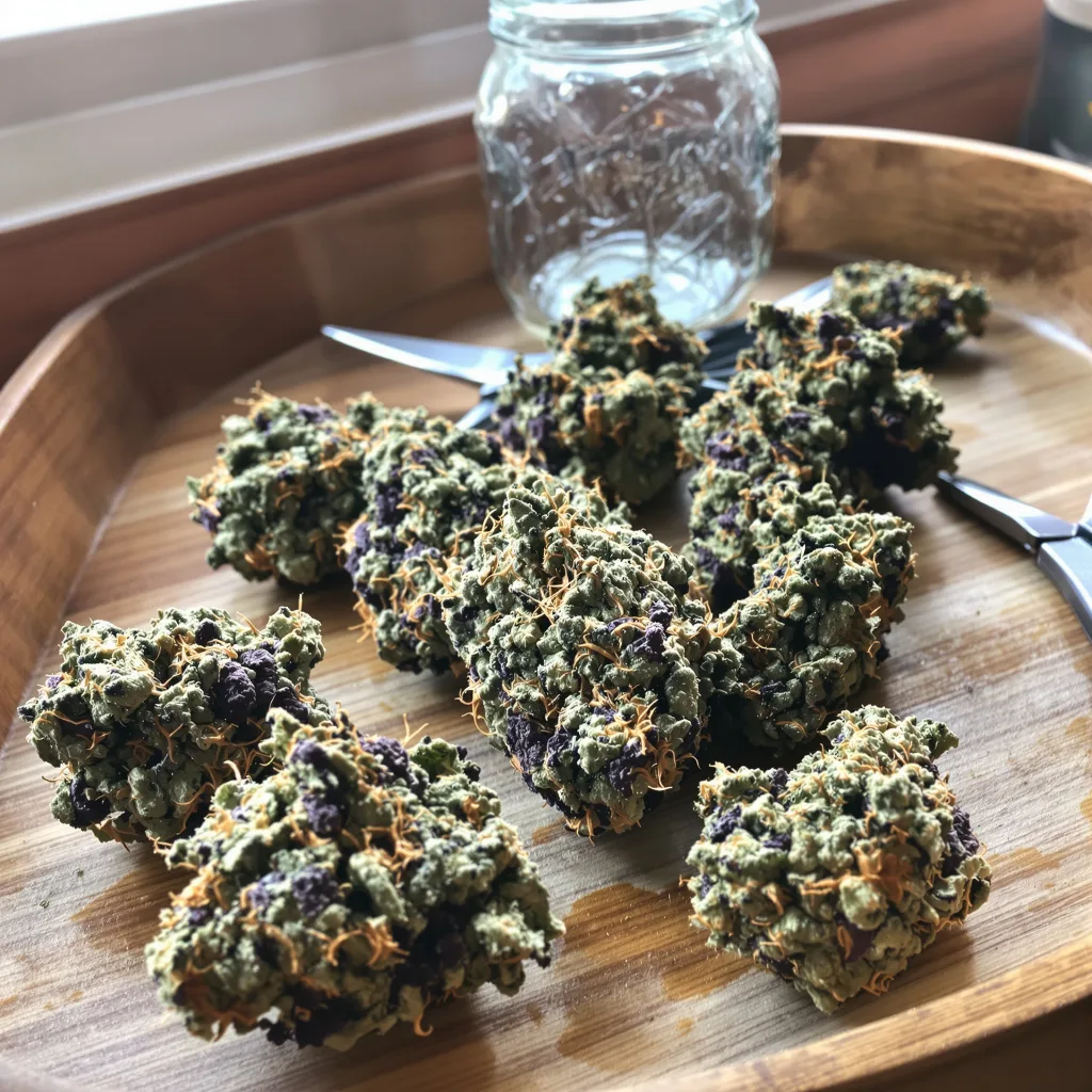 Hawaiian 84% indica / 16% sativa — fleur avec trichomes visibles