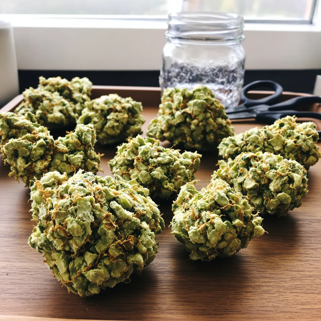 Hawaiian Dream CBD 47% indica / 53% sativa — fleur avec trichomes visibles