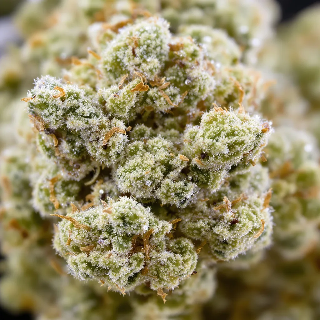 Gros plan de fleur de cannabis Hawaiian Dream CBD montrant fleur claire à faible résine