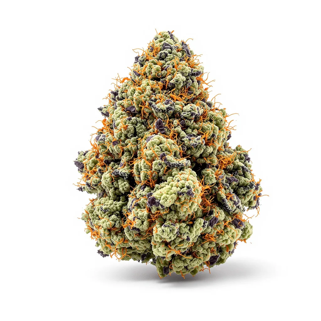 Hawaiian Purple Kush 85% indica / 15% sativa — fleur avec trichomes visibles