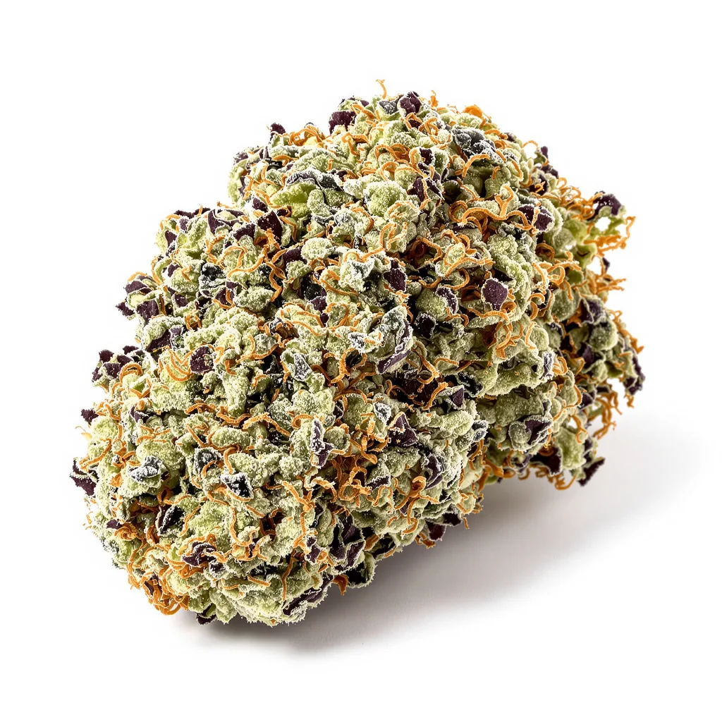 Headband 60% indica / 40% sativa — fleur avec trichomes visibles