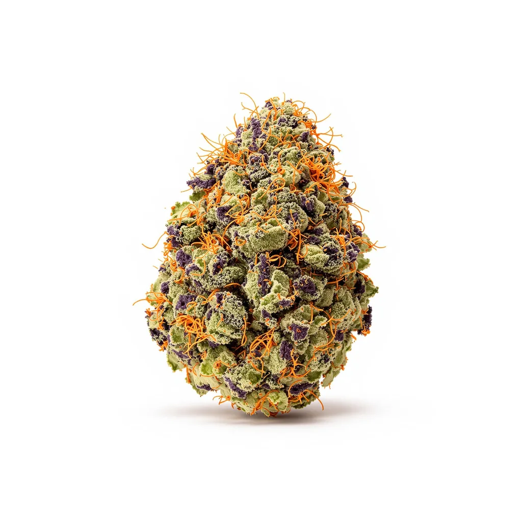 Hell's OG 80% indica / 20% sativa — fleur avec trichomes visibles