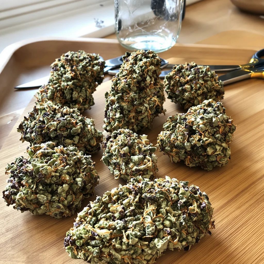 Hells OG Haze 87% indica / 13% sativa — fleur avec trichomes visibles