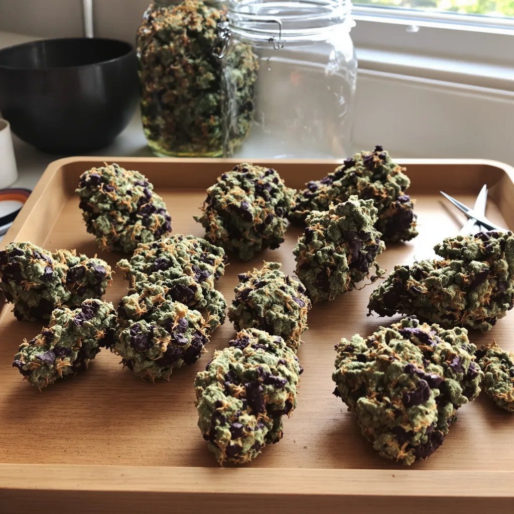 Herijuana 68% indica / 32% sativa — fleur avec trichomes visibles