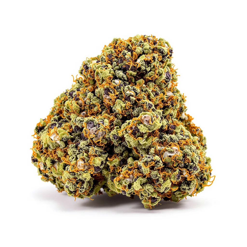 Herijuana 68% indica / 32% sativa — fleur avec trichomes visibles