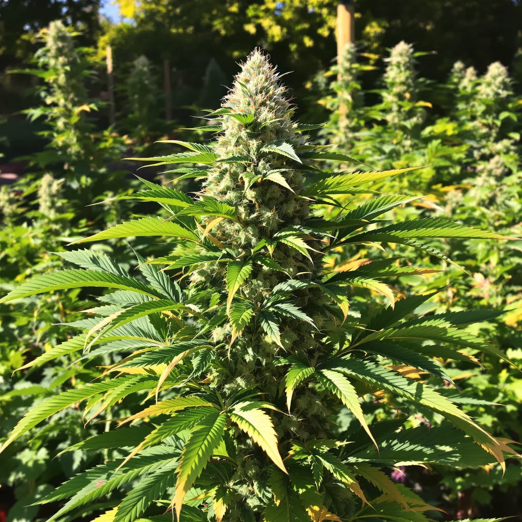 Highwayman 73% indica / 27% sativa — fleur avec trichomes visibles