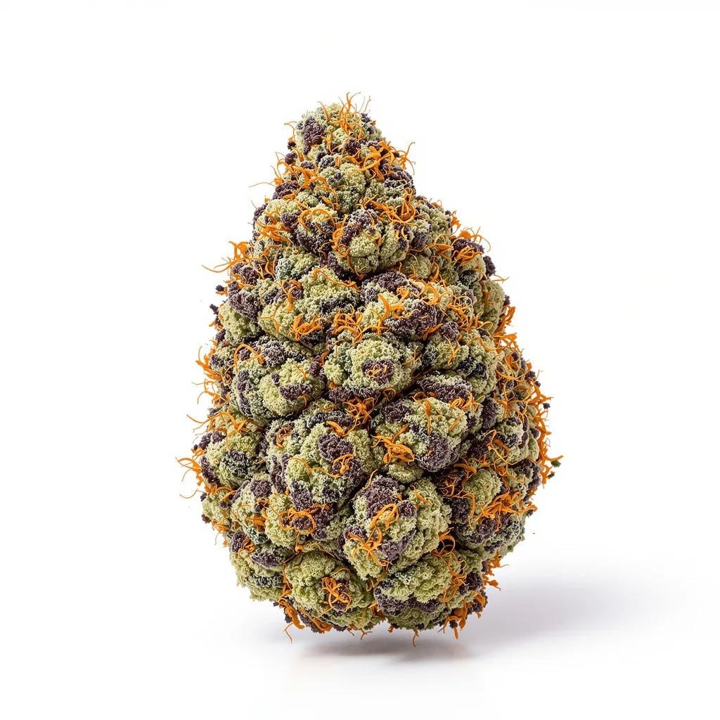 Highwayman 73% indica / 27% sativa — fleur avec trichomes visibles