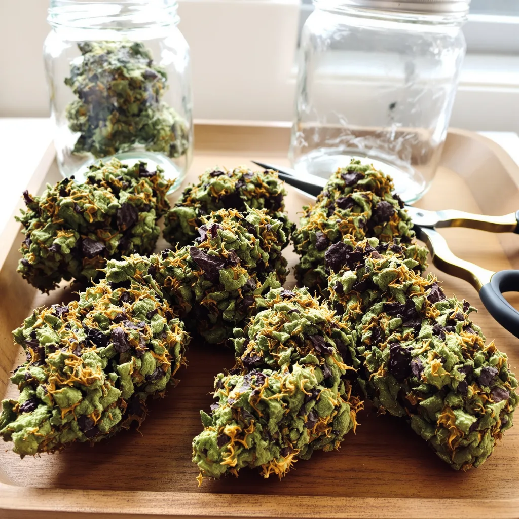 Hindu Kush 100% indica / 50% sativa — fleur avec trichomes visibles