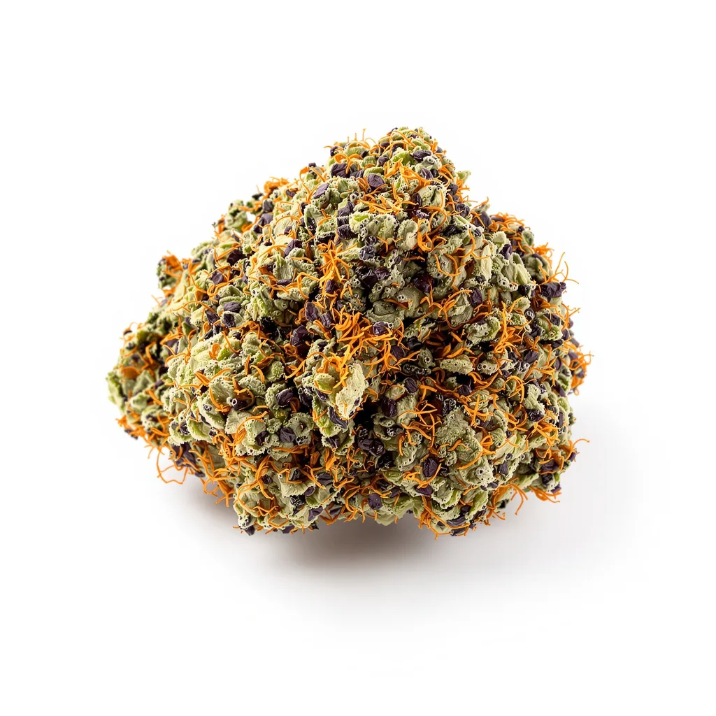 Hindu Kush 100% indica / 50% sativa — fleur avec trichomes visibles