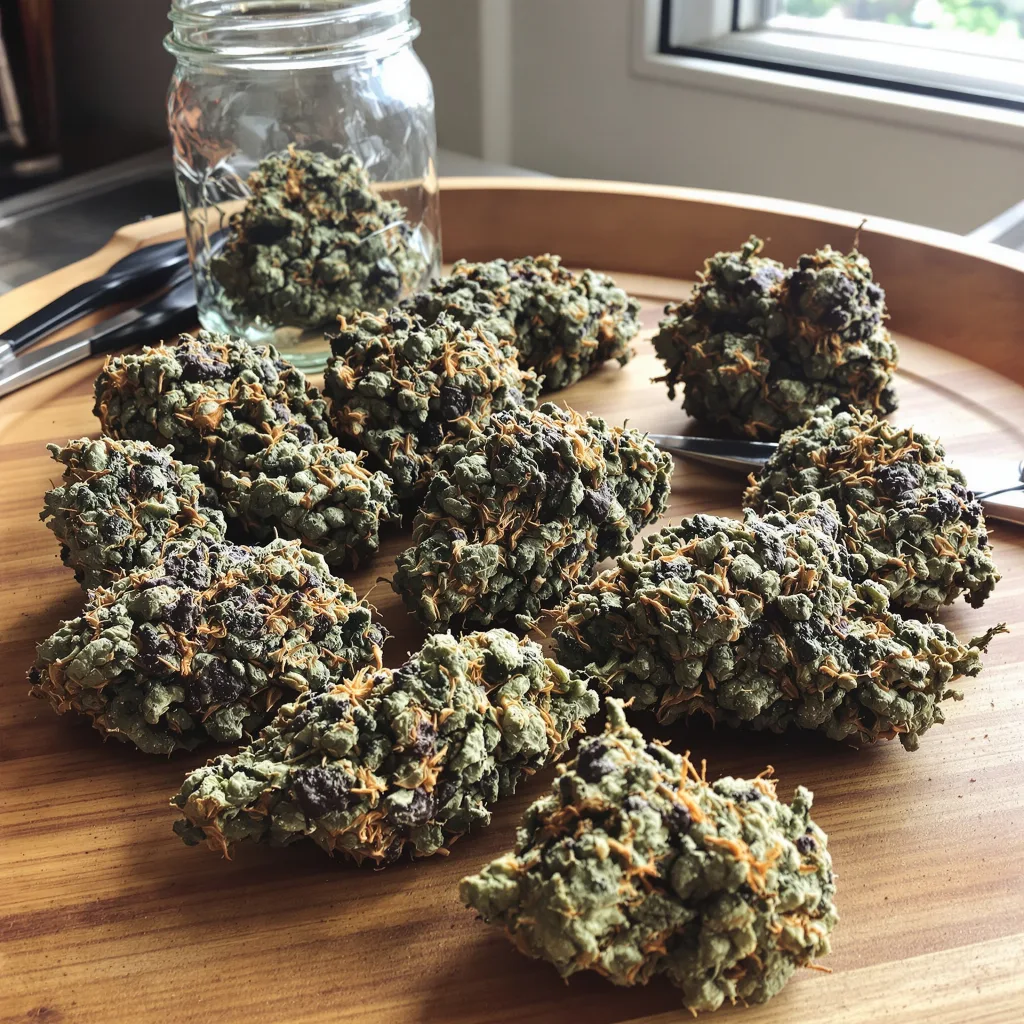 Hindu Skunk 70% indica / 30% sativa — fleur avec trichomes visibles