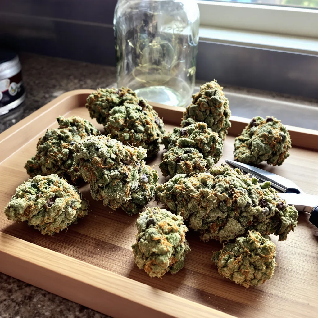 Holy Grail Kush 60% indica / 40% sativa — fleur avec trichomes visibles